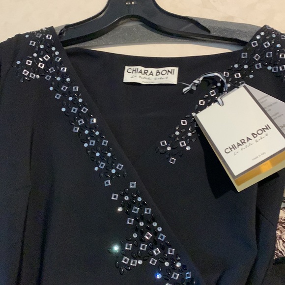 LA PETITE ROBE 🖤 by Chiara Boni Jornei Crystal Grommet V Neck Maxi Dress Black - Picture 2 of 16